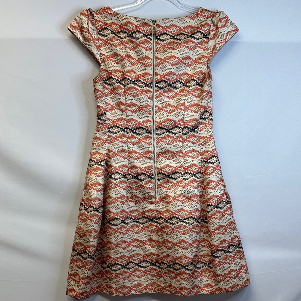 Lucy & Co Fit & Flare Dress Women's S w/Pockets Geometric Chevron Pattern - Picture 3 of 3